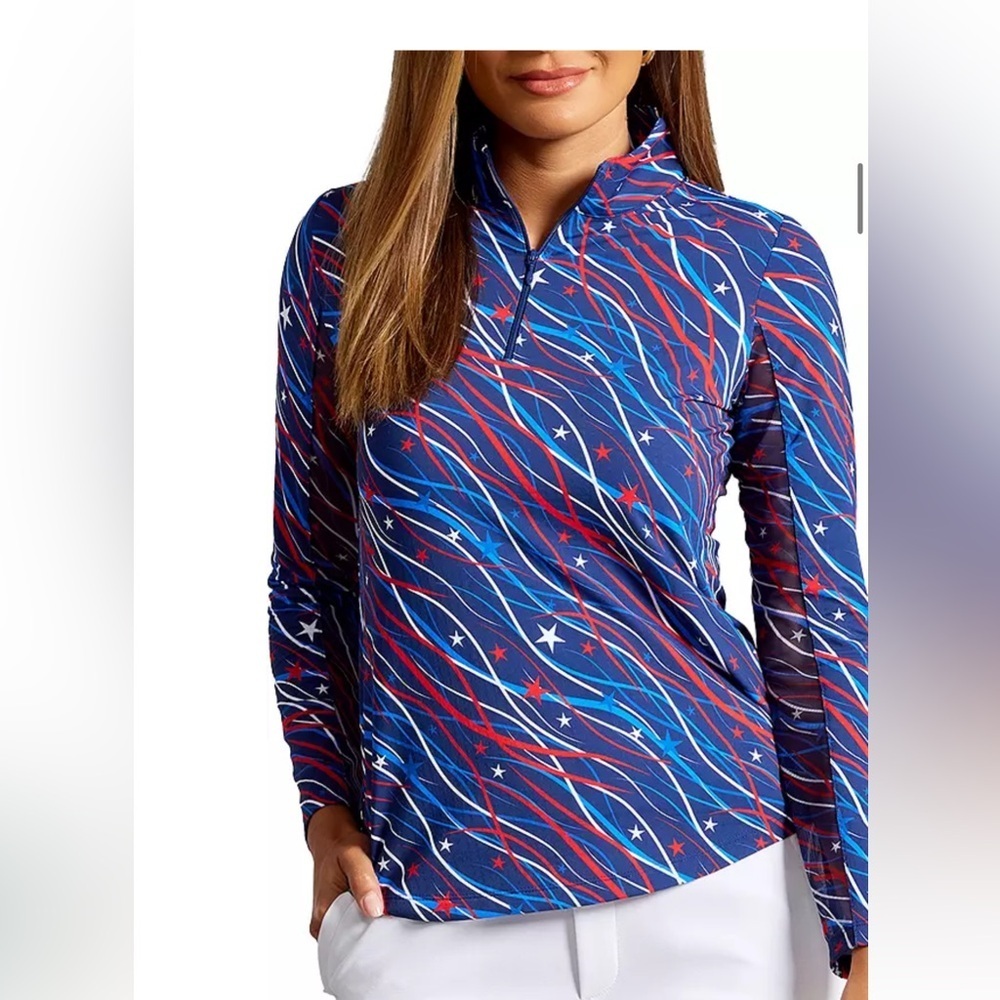 Ibkul patriotic stars Women's Pattern Top